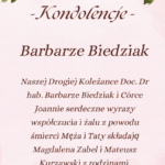 Kondolencje 🎕 Barbarze Biedziak