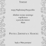 Kondolencje 🕊️ Piotr Zbigniew Hancke